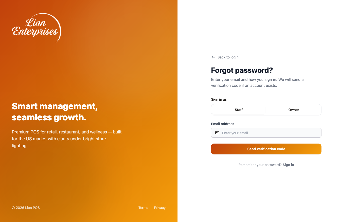 Forgot password — Step 1