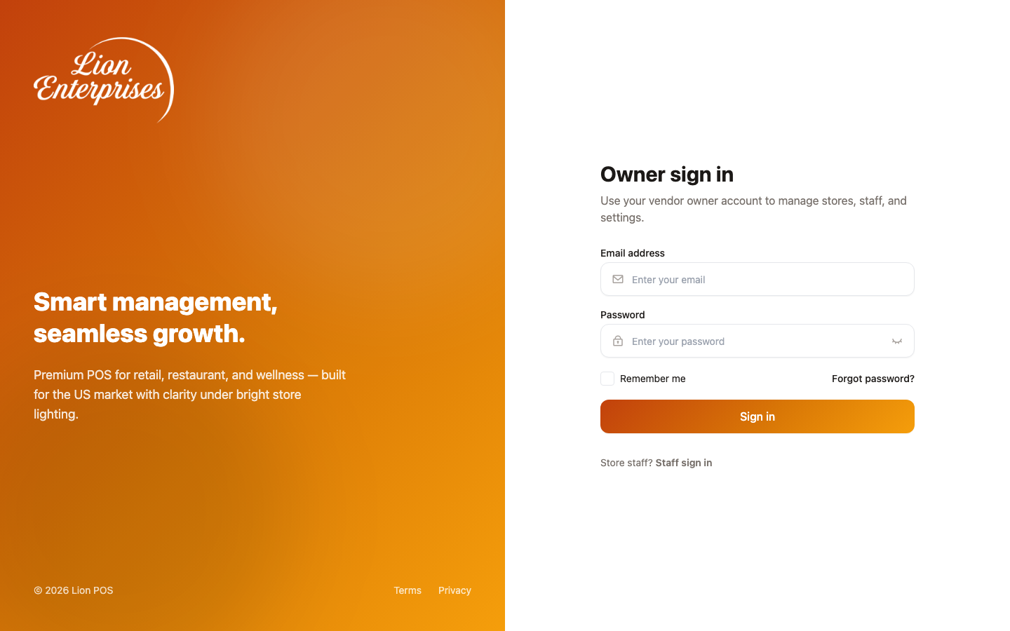 Owner sign-in page — /vendor-login