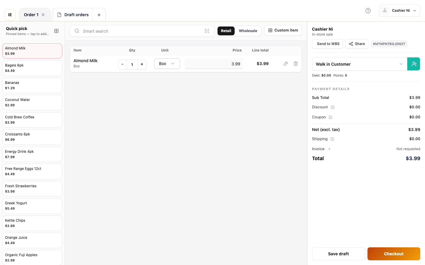 Payment modal with tax breakdown