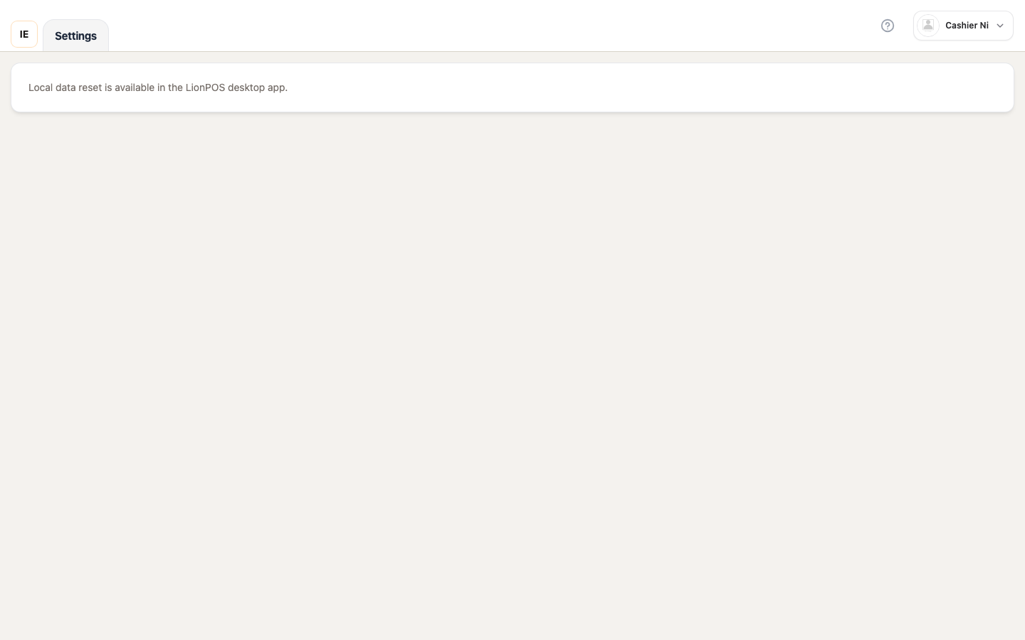 Local data reset panel