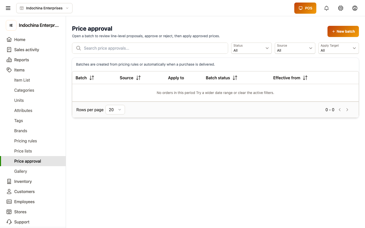 Price approvals list