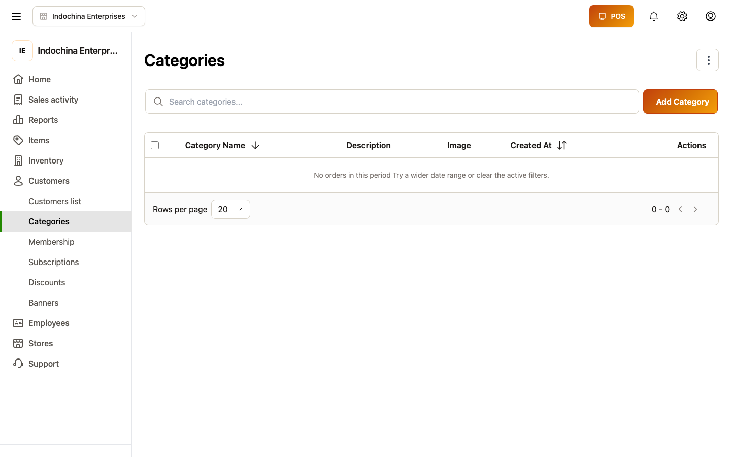 Customer categories list
