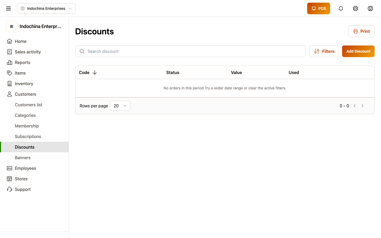 Discounts list