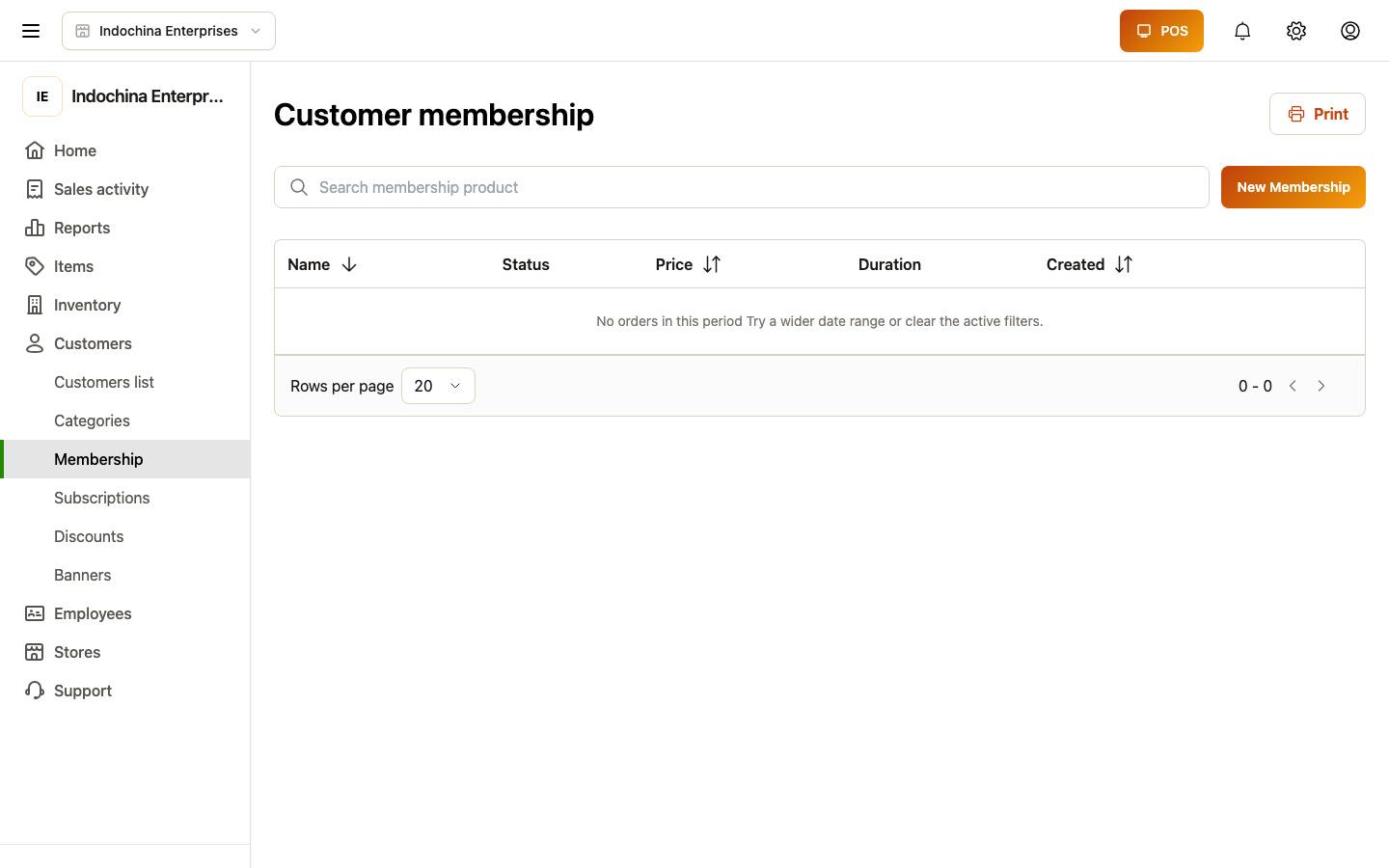Memberships list