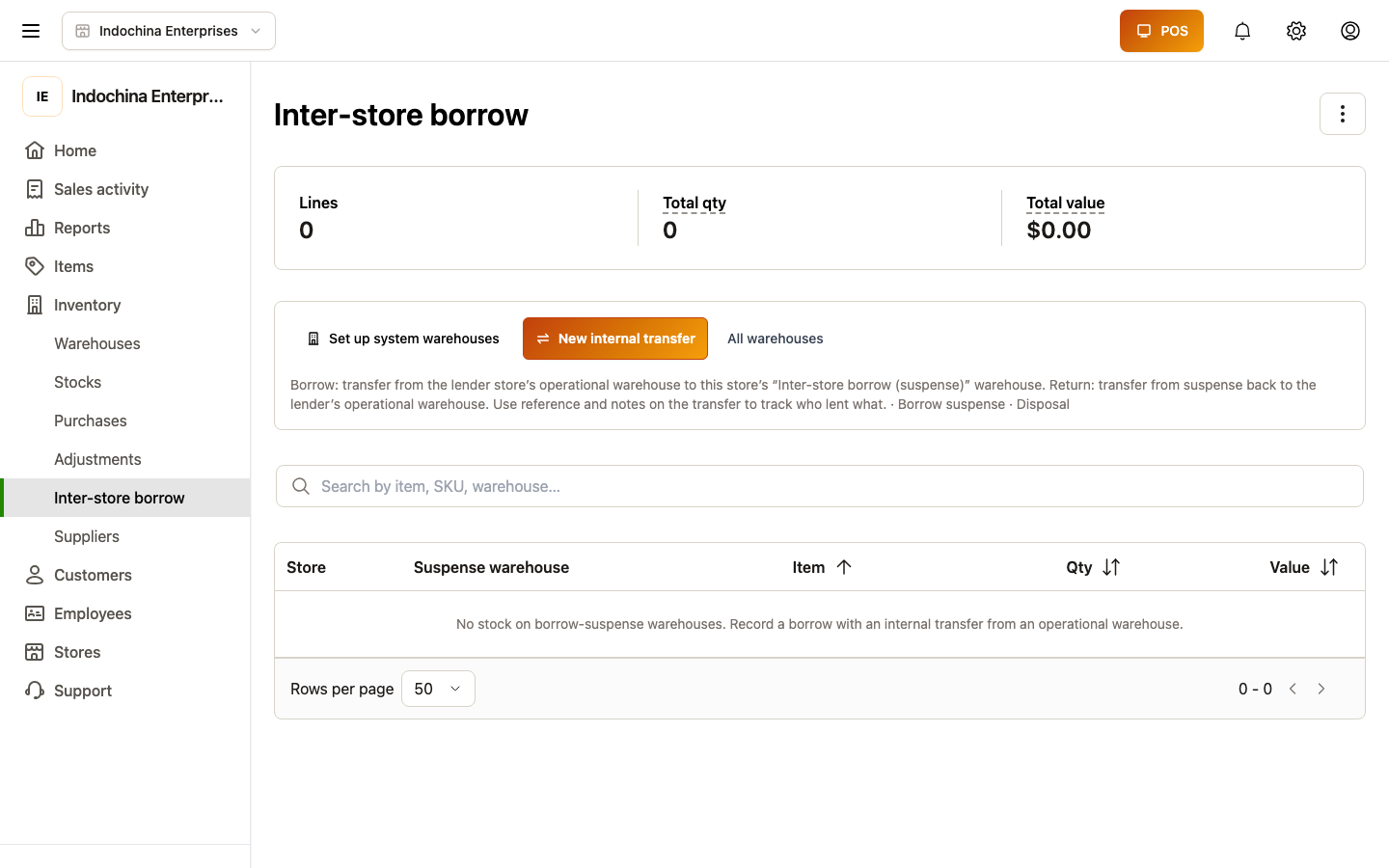 Inter-store borrow form