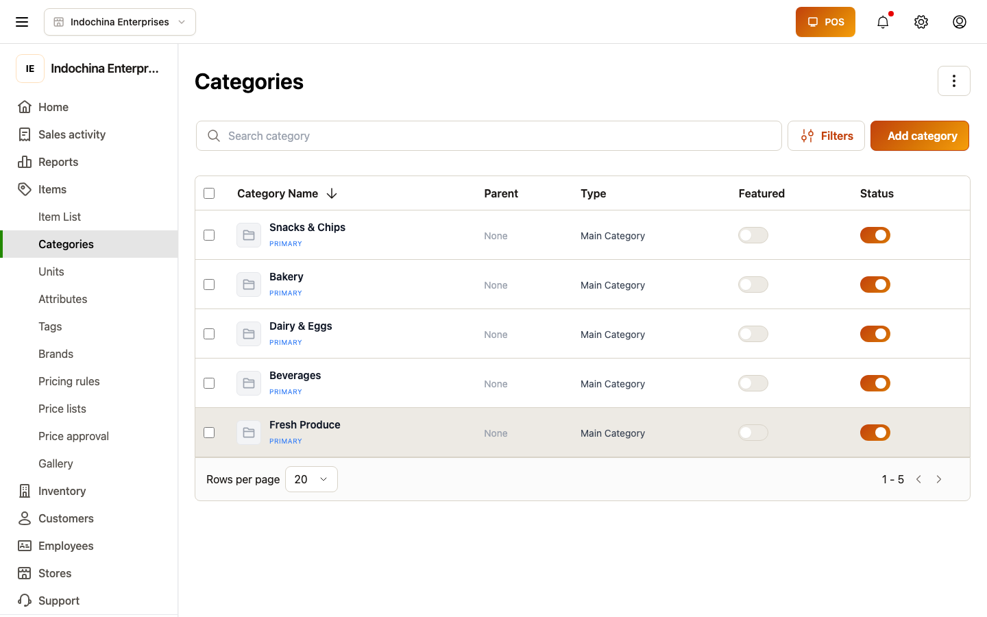 Product categories