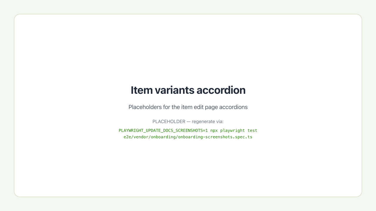 Item variants accordion