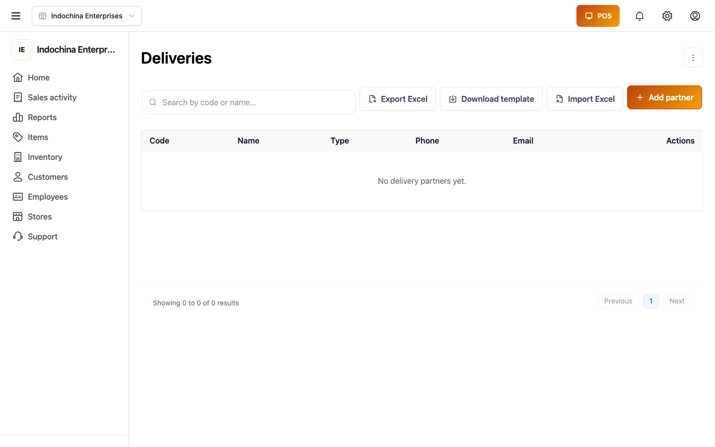 Deliveries list