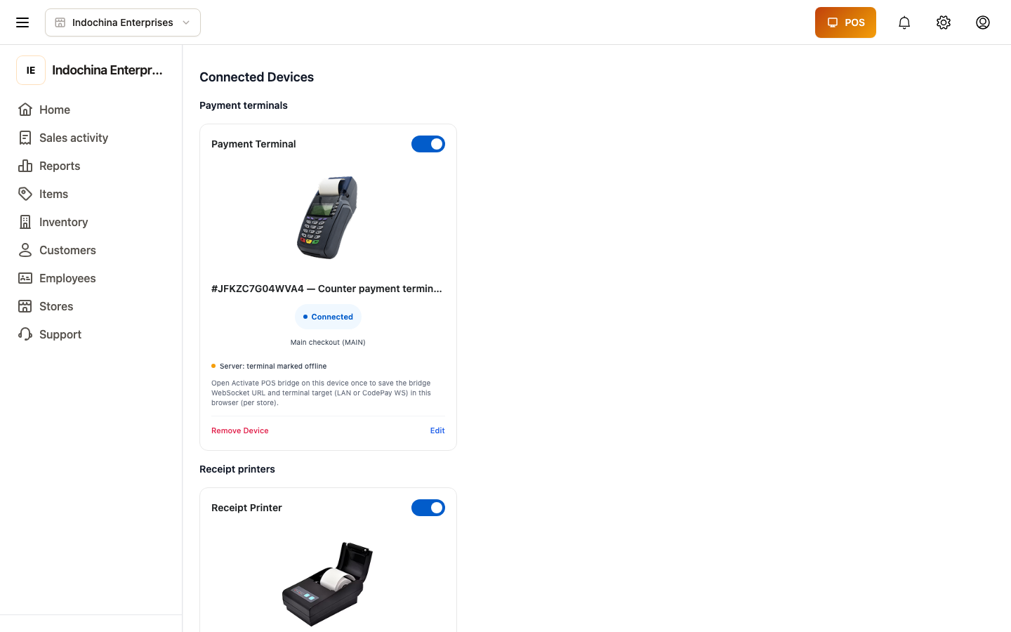 Devices settings