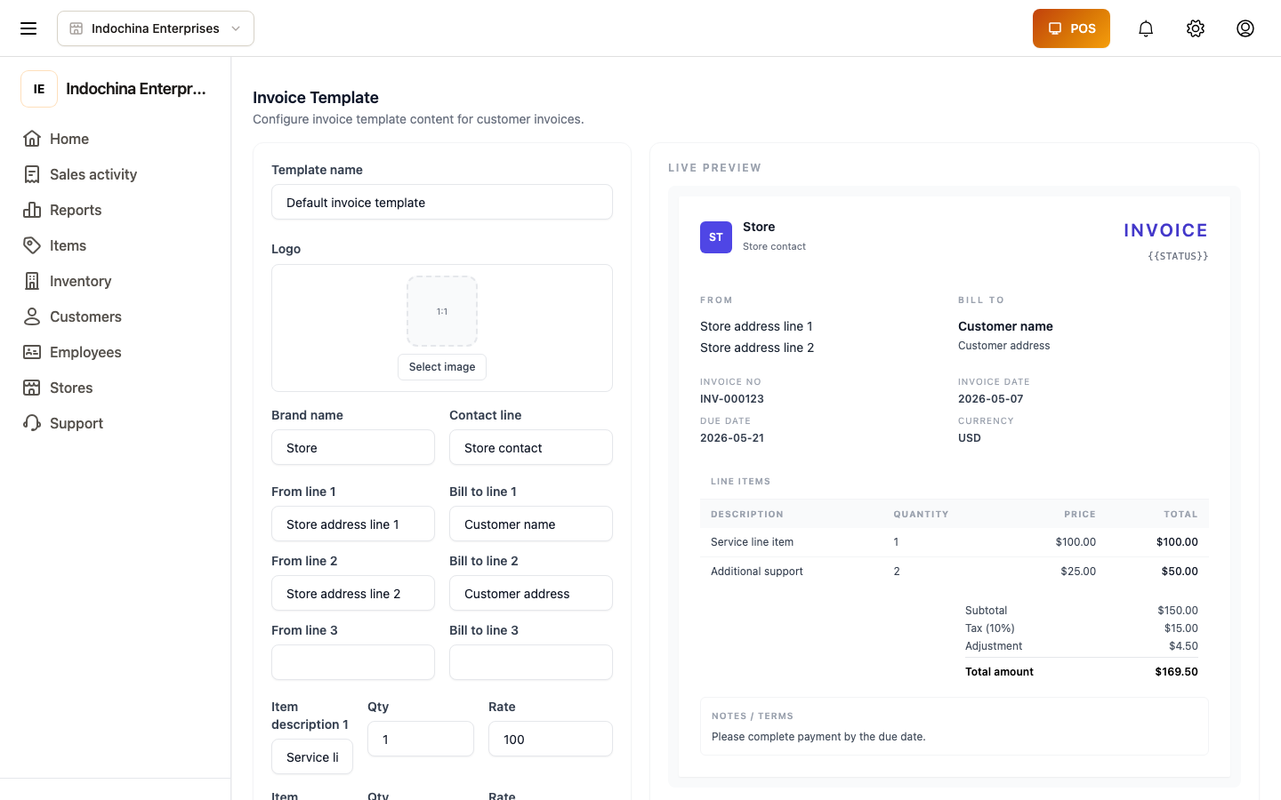 Invoice template