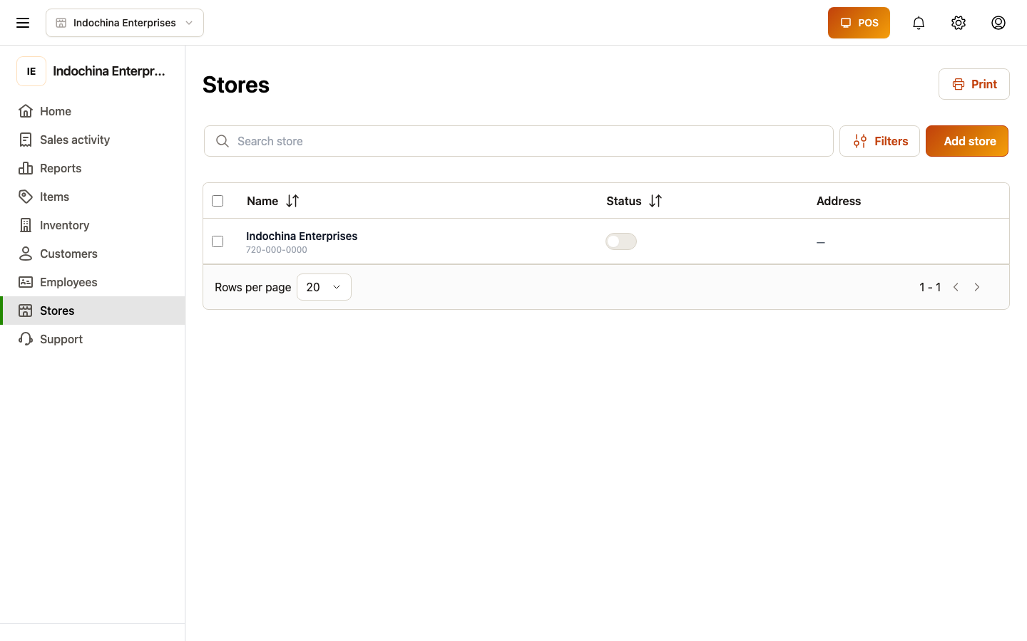Stores list